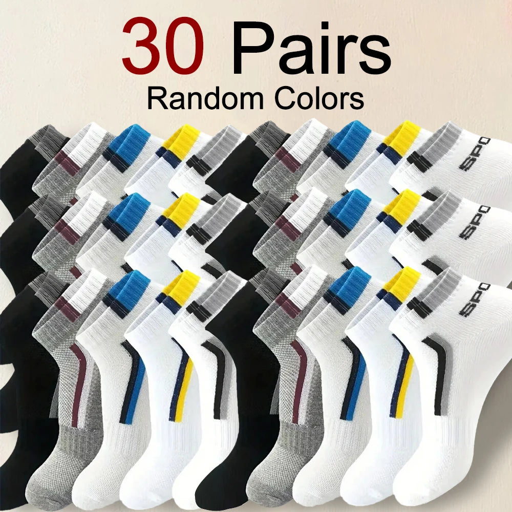 5/10/20/30 pares de calcetines tobilleros para hombre, calcetines invisibles transpirables con letras a la moda, estilo deportivo, a prueba de olores, absorbentes del sudor