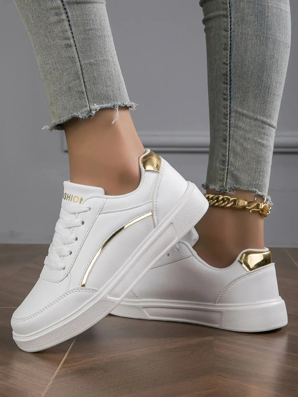 Baasploa Zapatillas de deporte informales para mujer Zapatillas de plataforma de cuero para mujer Zapatos de skate cómodos clásicos antideslizantes