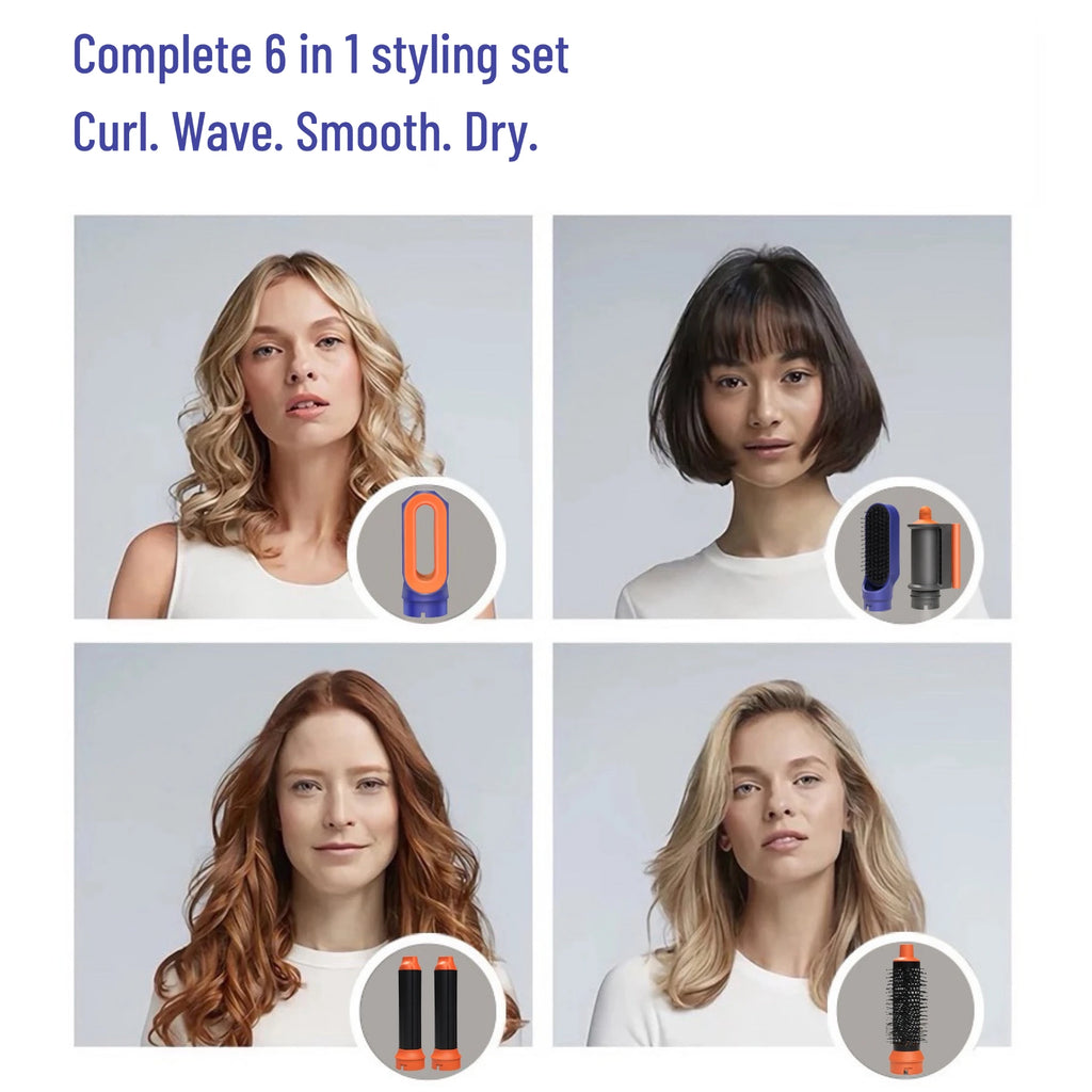 Estilizador de cabello 6 en 1, nuevo secador de pelo liso para cabello, estilizador de cabello 6 en 1 con barril rizado, cepillo de aire caliente, herramienta de estilismo MultiStyler