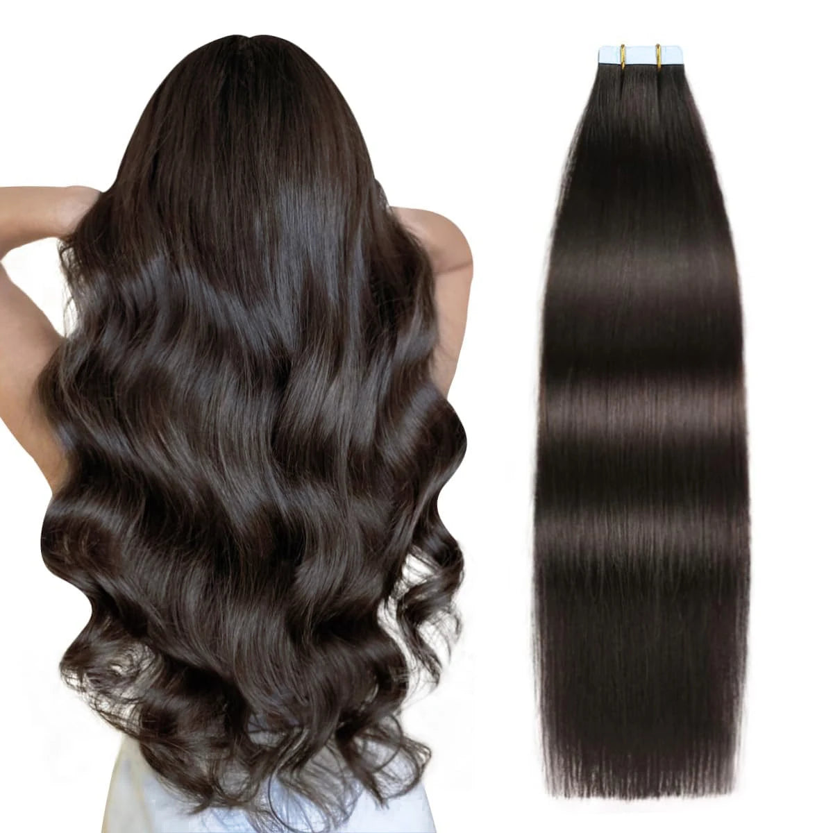 Extensiones de cabello con cinta Invisible, extensiones de cabello Remy Real para mujeres, postizos rectos de color rubio ceniza mezclado rubio platino