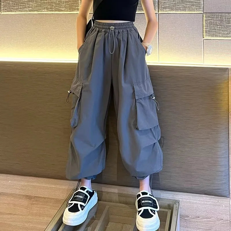 Pantalones Jogger Holgados para Niñas, Pantalones Cargo Casuales Rectos para Adolescentes, Pantalones de Moda para Niños con Bolsillos, Ropa Urbana para Niños Grandes de 5 a 14 Años