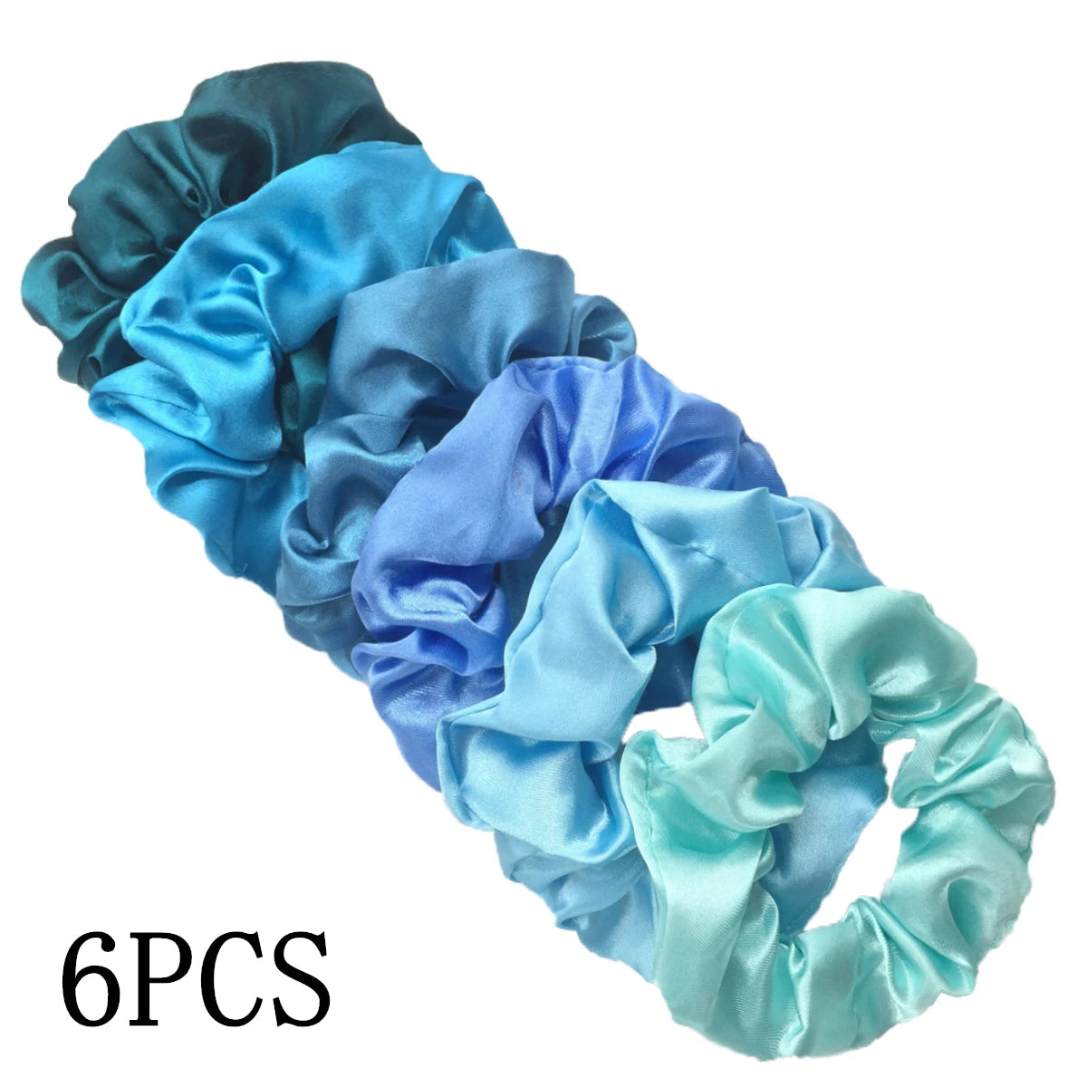 6 unids/lote, bandas para el pelo, lazos, cuerdas, soporte para cola de caballo para mujeres o niñas, accesorios, tocados de satén, Color sólido 100