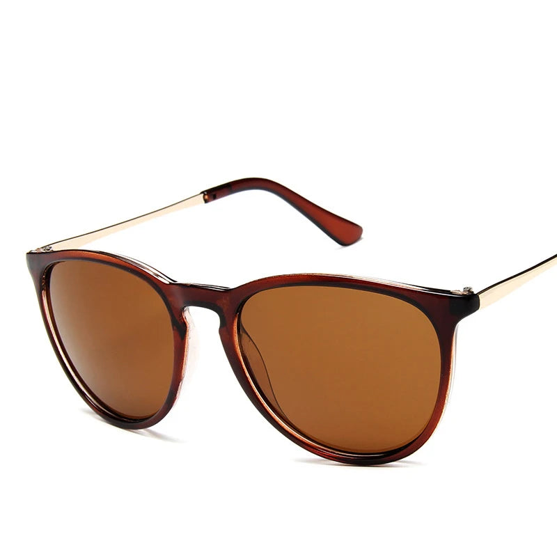 Gafas de sol clásicas con montura metálica populares, gafas de sol redondas para hombres y mujeres, gafas de sol con película reflectante para hombres y mujeres ﻿