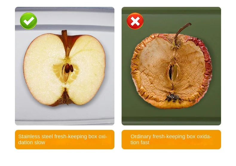 Crisper de acero inoxidable 304, fiambrera, fiambrera sellada a prueba de fugas, caja de almacenamiento para refrigerador y congelador, fiambrera para acampar