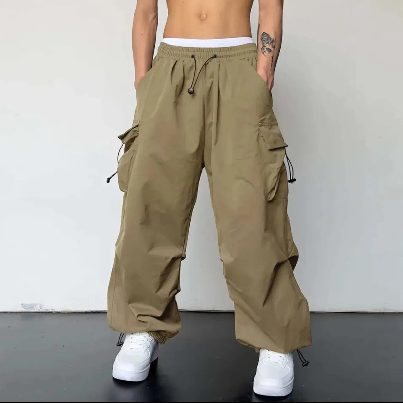 New In Women's Sweatpants Casual Matching Wide Leg Pant Chic Sportswear Loose Cargo Pants Drawstring Joggers Baggy Streetwear