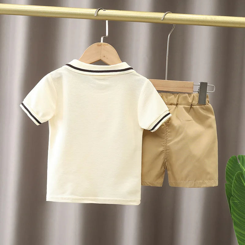 Ropa para niños, ropa para madres y niños, conjuntos para niños, camiseta, pantalones cortos, traje de moda de manga corta de algodón de verano, 2 uds.