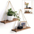 1 Uds. Decoración de pared, estante de almacenamiento para macetas con cuerda para colgar, estante de almacenamiento de madera para colgar en la pared, decoración colgante, decoración del hogar