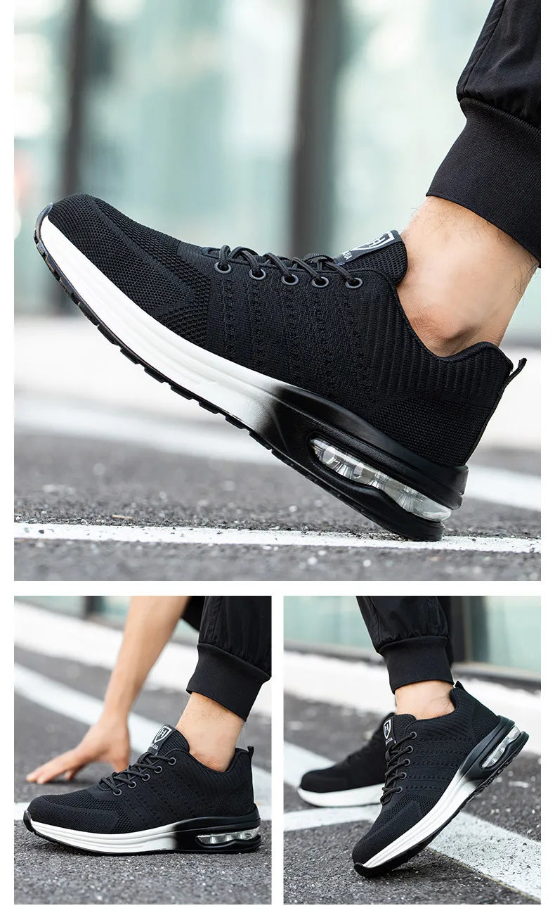 Zapatos de seguridad indestructibles para mujer, zapatos de trabajo con punta de acero antipinchazos, zapatillas ligeras antideslizantes con cojín de aire