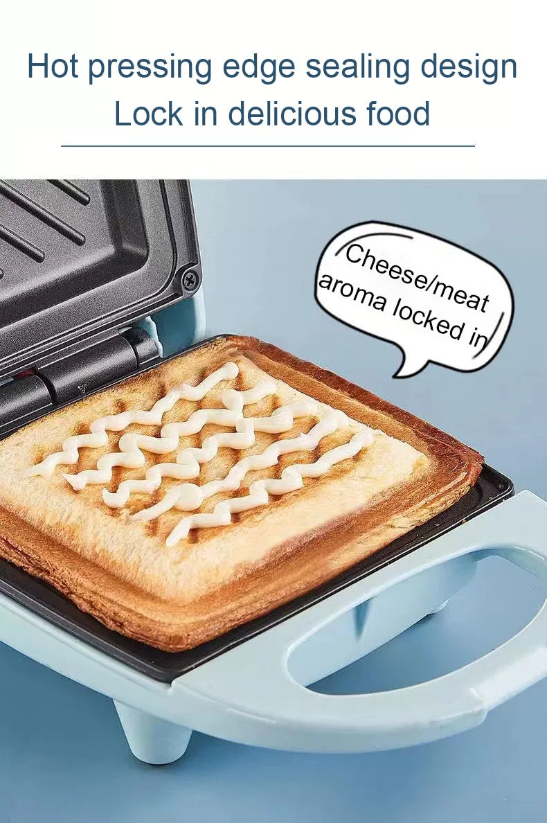 EDTID-máquina eléctrica para hacer sándwiches, Mini máquina ligera para comida, pan, Muffin, desayuno, tortilla de huevo, sartén para hornear, Panini, calentador para parrilla, horno EU