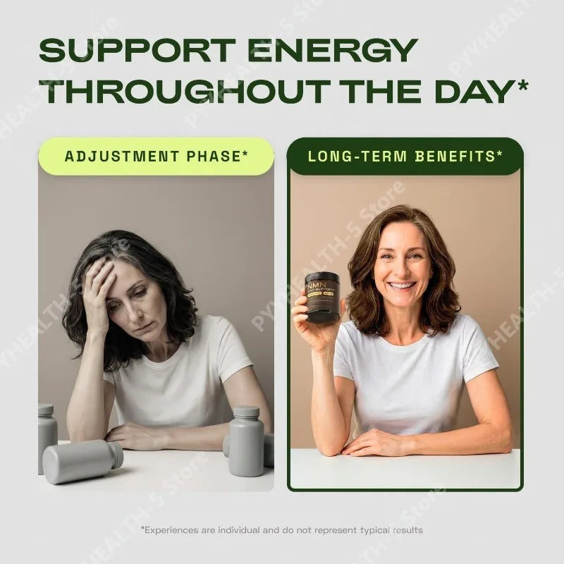 Suplemento de NMN en Cápsulas, 1000mg por Porción, Suplemento de NAD+, Apoya la Energía Cerebral, 60 Cápsulas