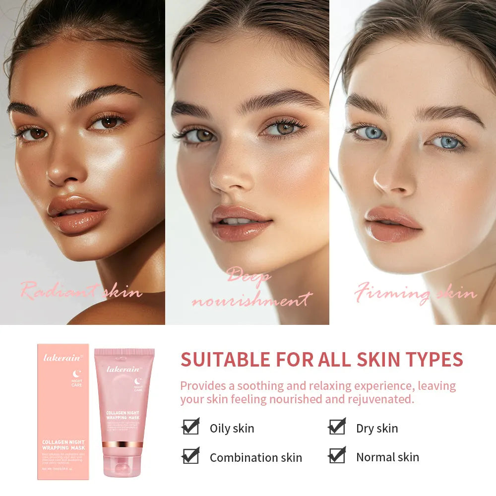 Mascarilla Facial Nocturna de Colágeno, Exfoliante, Hidratante, Reduce las Líneas Finas, la Sequedad, Hidratación, Iluminadora, Cuidado de la Piel Coreano