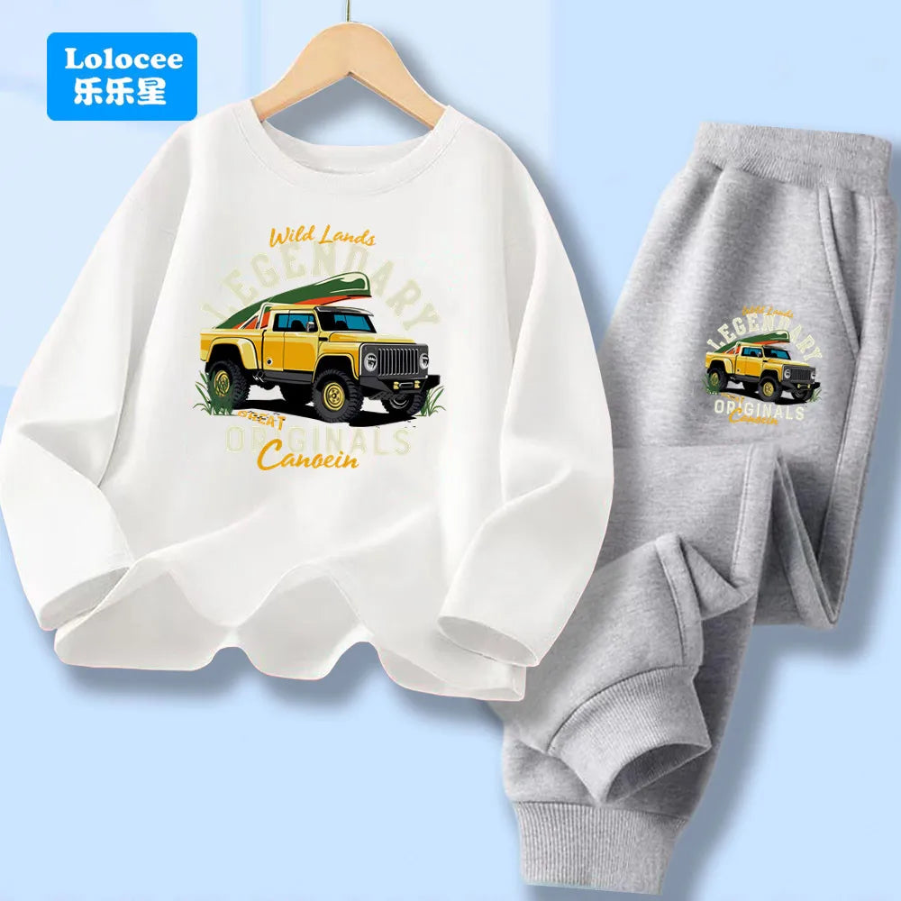 Conjuntos de camisetas y pantalones largos para niños, camisetas y pantalones de manga larga, conjuntos de 2 uds para niños, conjuntos geniales, ropa de moda para niños YYPK1