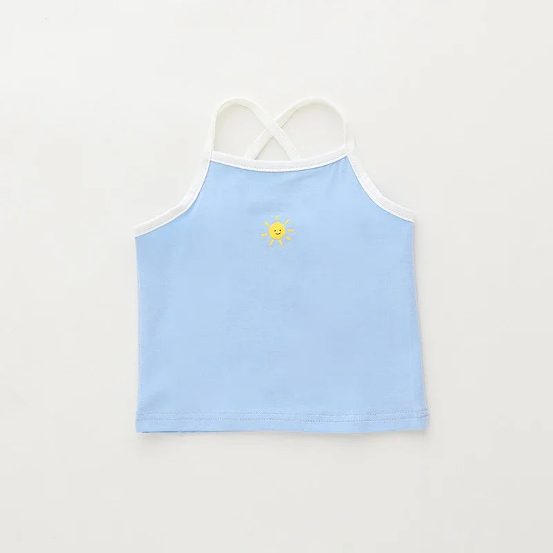 Ropa de verano para niños, camiseta sin mangas bonita de dibujos animados para niñas, chaleco informal coreano, camiseta bonita y dulce, disfraz para niñas 2024
