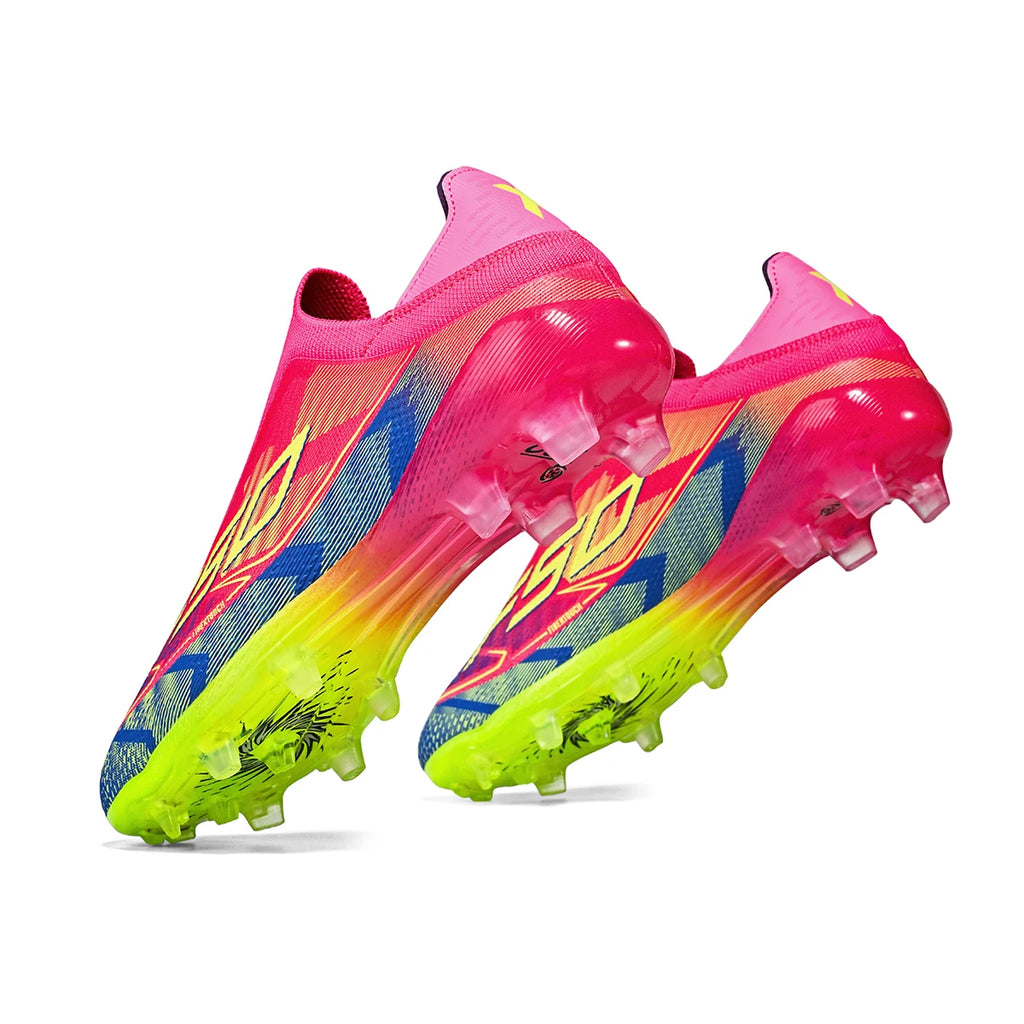 Zapatos de fútbol transpirables para hombre, calzado deportivo antideslizante para césped artificial con tacos largos FG/AG, imprescindibles para los aficionados