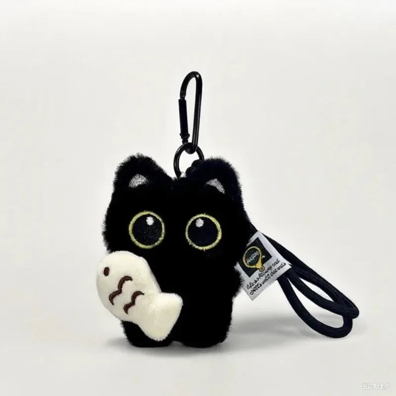 Accesorios para Llaveros de Coche, Adorable Peluche de Gato Negro, Juguete de Peluche, Colgante para Bolso, Amuletos para Mujeres, Parejas, Regalo Kawaii