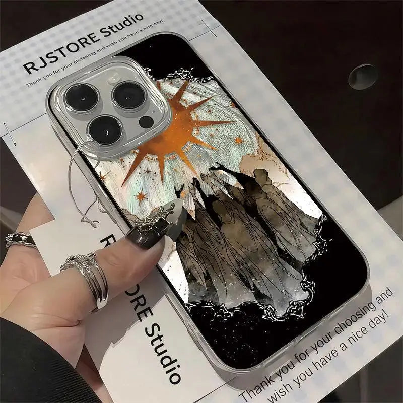 Funda de teléfono Punk Cool Angel Sun para iPhone 16 Pro Max 17 Pro Max 17Air 16E 15 14 13 12 11 Camlet cubierta anticaída