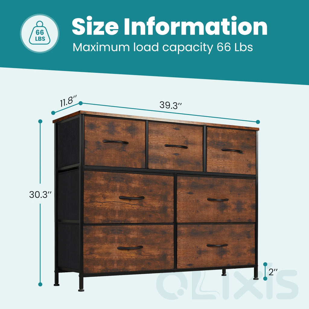 JHK Desser para dormitorio con 7 cajones de tela, organizador, armario de almacenamiento, pecho, ropa para sala de estar, vitrina de muebles