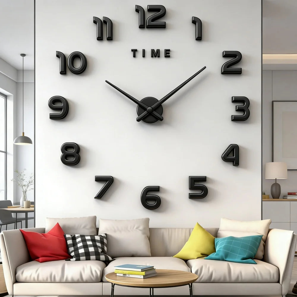 Reloj de pared grande 3D, relojes de pared clásicos luminosos, reloj Digital DIY, relojes de pared, pegatinas, reloj silencioso para el hogar, mesa de salón