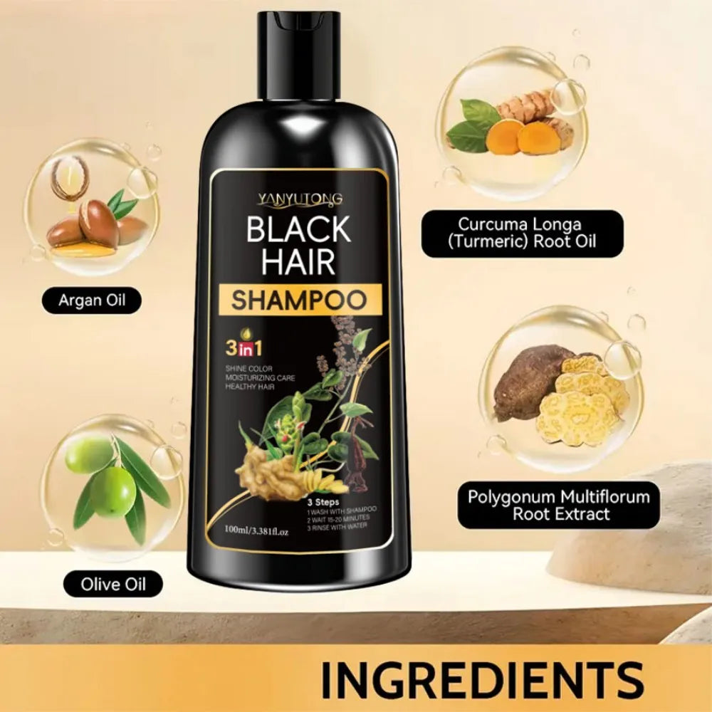 Champú tricolor de cúrcuma 3 en 1, champú nutritivo color tratado fórmula suave, a base de plantas, color beige claro