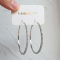 Juego de 1-3 pares de pendientes de aro circulares con diamantes de imitación exagerados y brillantes para mujer, joyería Simple y brillante