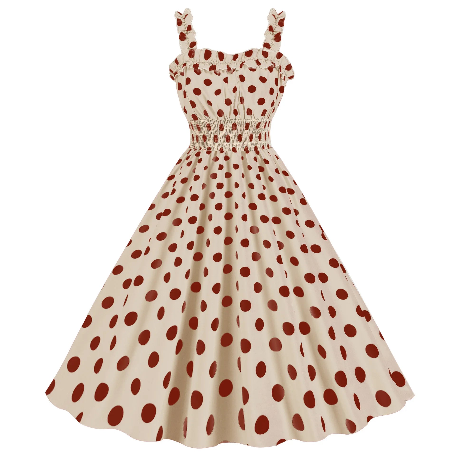 Elegante Vestido de Mujer con Estampado de Puntos, Estilo Hepburn de los Años 50 y 60, Vestido Vintage Sexy con Cuello Halter, Estilo Rockabilly Retro para Fiesta u Oficina, Vestido Pinup 2026
