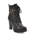 Zapatos de mujer Botas de moto Otoño Invierno Botas de mujer 2025 Botas de tobillo elegantes para mujer Plataformas de tacón alto Botas sexis con hebilla blanca