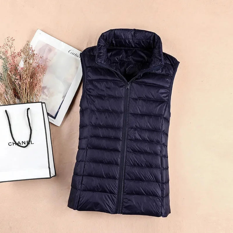 Chalecos ultraligeros para mujer, chaqueta ajustada sin mangas, chaleco ligero a prueba de viento portátil para chica, camisetas sin mangas para mujer, novedad de 2024