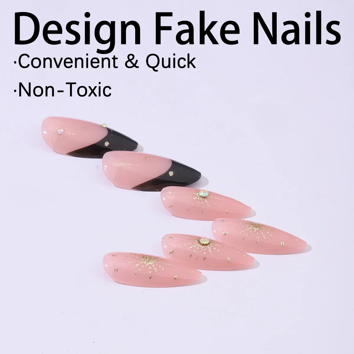 Uñas postizas negras con diseño de murciélago para Halloween, puntas de uñas decoradas con forma de almendra, con remaches y lazos, 24 unidades, uñas acrílicas reutilizables.