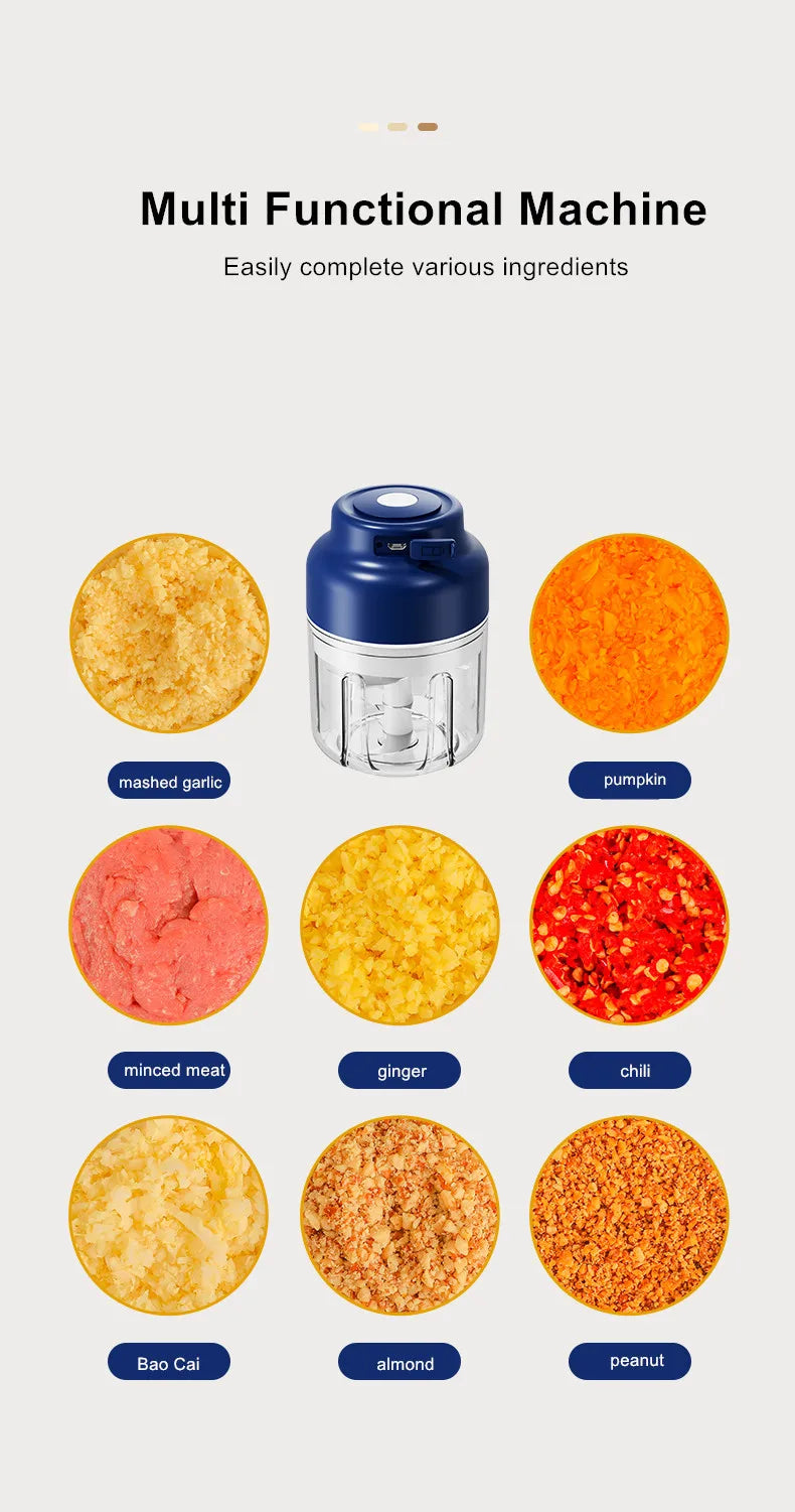 Máquina eléctrica de puré de ajo, Mini prensa de ajo inalámbrica, máquina automática de agitación y pelado, extractor de ajo de cocina