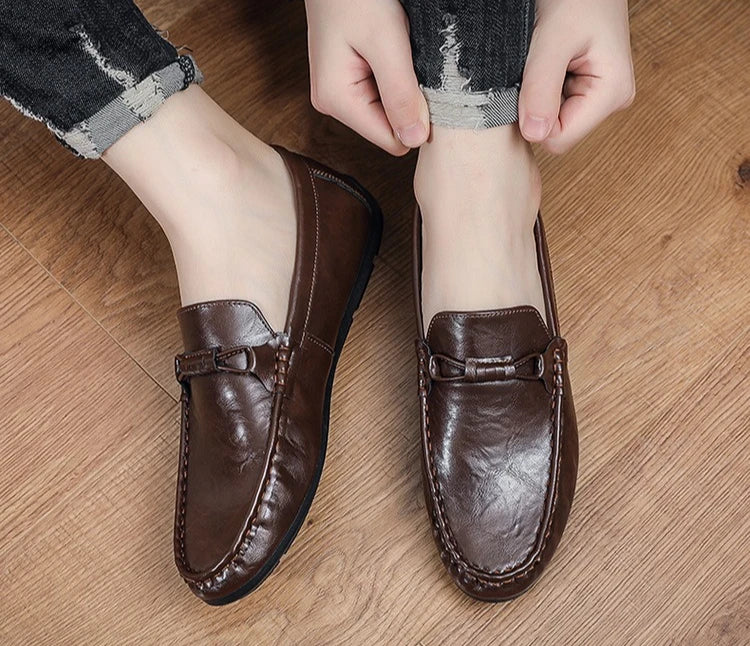 Mocasines de verano para hombre, zapatos de cuero de suela blanda para hombre, zapatos cómodos para conducir