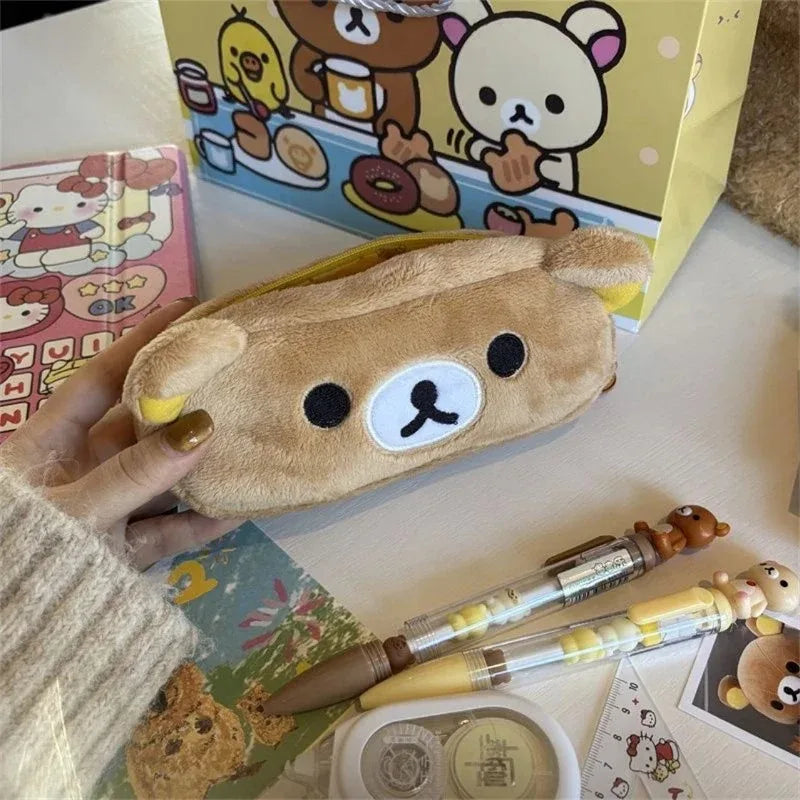 Estuche para lápices Rilakkuma, bolsa de maquillaje de alta estética, caja para lápices de gran capacidad para estudiantes, ligera y fácil de llevar
