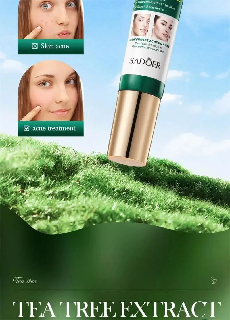 Crema para eliminar el acné del árbol de té, Control de aceite hidratante suave para el rostro, Gel Facial para eliminar el acné, espinillas, belleza y salud