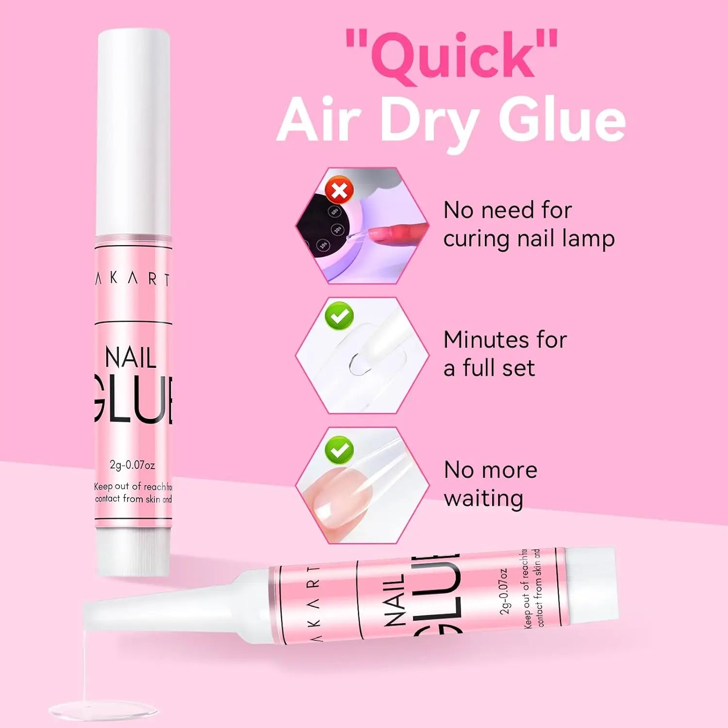 Pegamento para Uñas Makartt Super Fuerte para Uñas Acrílicas, Uñas Postizas, Adhesivo Profesional para Puntas de Uñas, Pegamento para Uñas Adhesivas