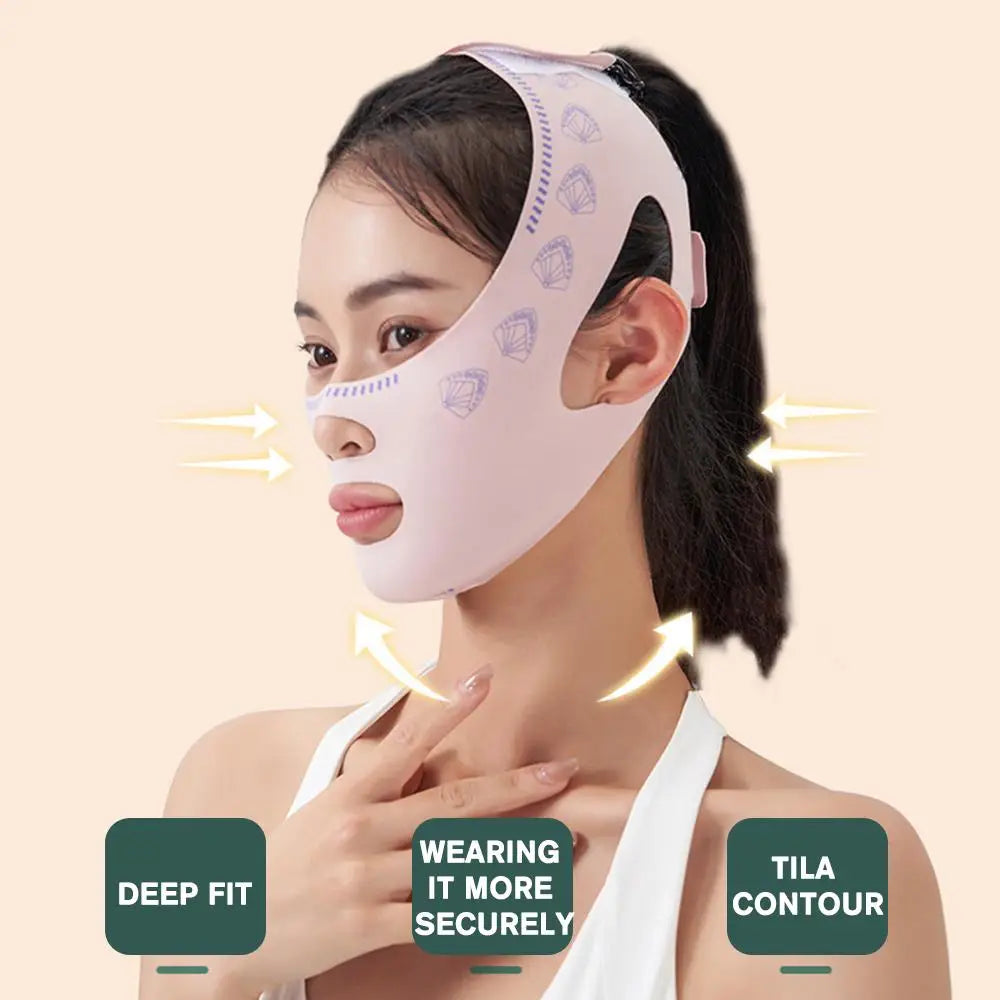 Mascarilla Facial de Diseño Innovador para Levantar el Mentón y Dar Forma a la Línea V, Mascarilla para Dormir que Esculpe el Rostro, Correa Adelgazante Facial, Cinturón de Estiramiento Facial