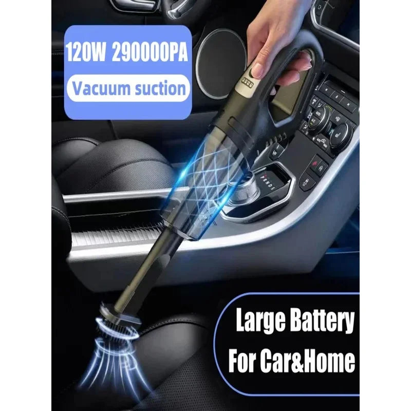 Aspiradora Inalámbrica de Mano con Gran Potencia de Succión, Recargable con Carga Rápida para Coche, Hogar y Eliminación de Pelo de Mascotas