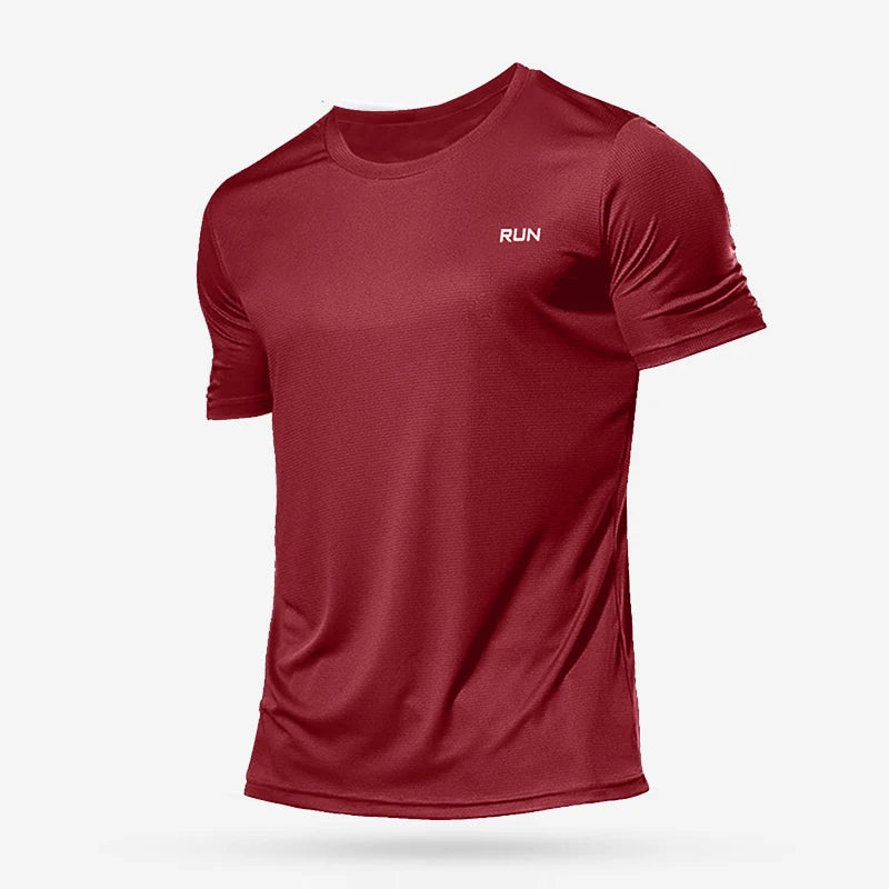 Camiseta deportiva de verano para hombre, camiseta atlética de manga corta con cuello redondo, poliéster, secado rápido, transpirable, ligera, para gimnasio, correr, culturismo, entrenamiento, fútbol, camisetas depo