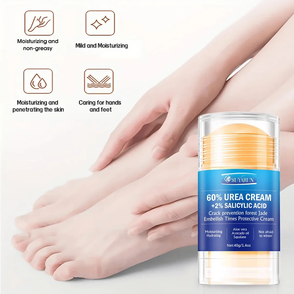 SUYARUN Crema para el cuidado de los pies con urea al 60% - Reparación intensiva del talón agrietado, eliminador de callos para pies secos - Absorción rápida de la piel del pie.