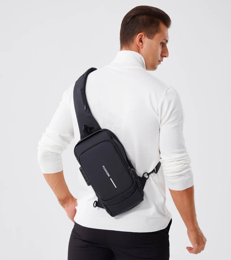 Bolso cruzado de cuero PU para hombre, bandolera clásica antirrobo, bolso de pecho multifuncional, nueva marca de diseñador