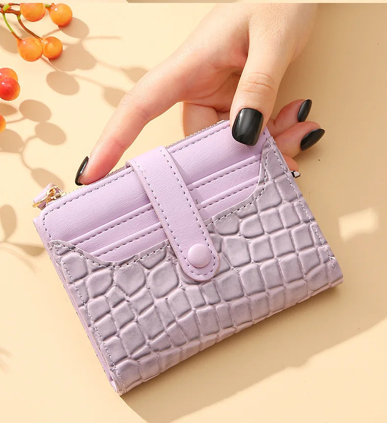 Cartera corta para mujer, monedero pequeño de cuero de marca de lujo a la moda, tarjetero para mujer, bolso de mano para mujer, billetera con Clip para dinero 2023