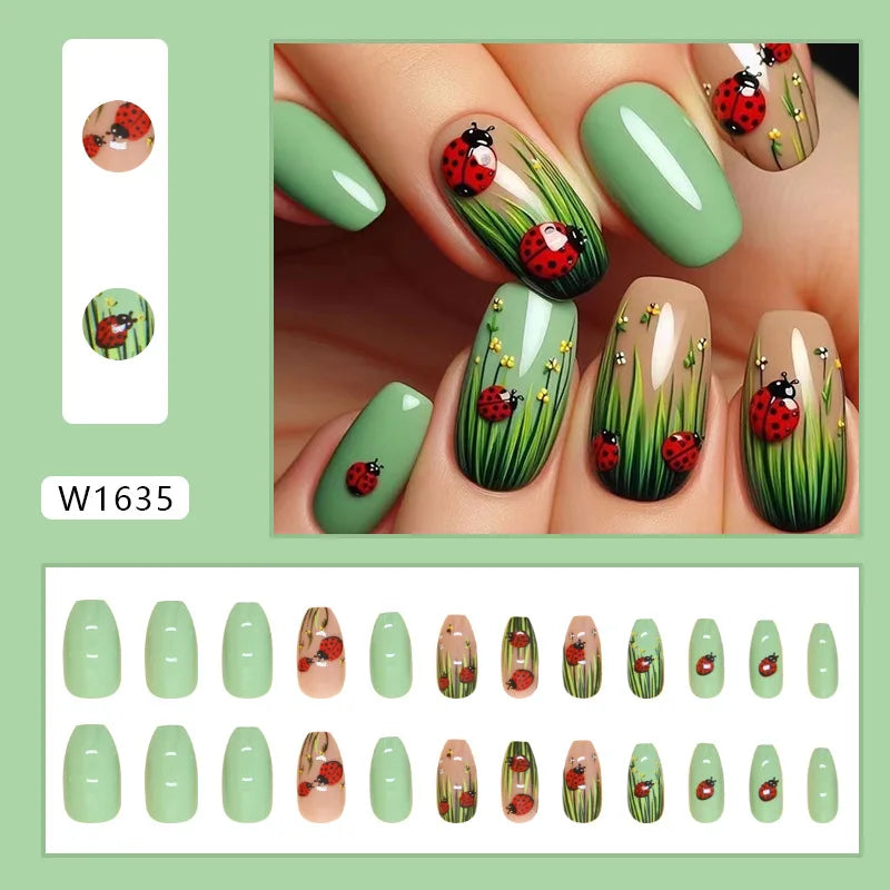 Dulce francés 24 Uds. De uñas postizas degradadas rosas, manicura de dedos artificiales brillantes, uñas postizas reutilizables para mujeres