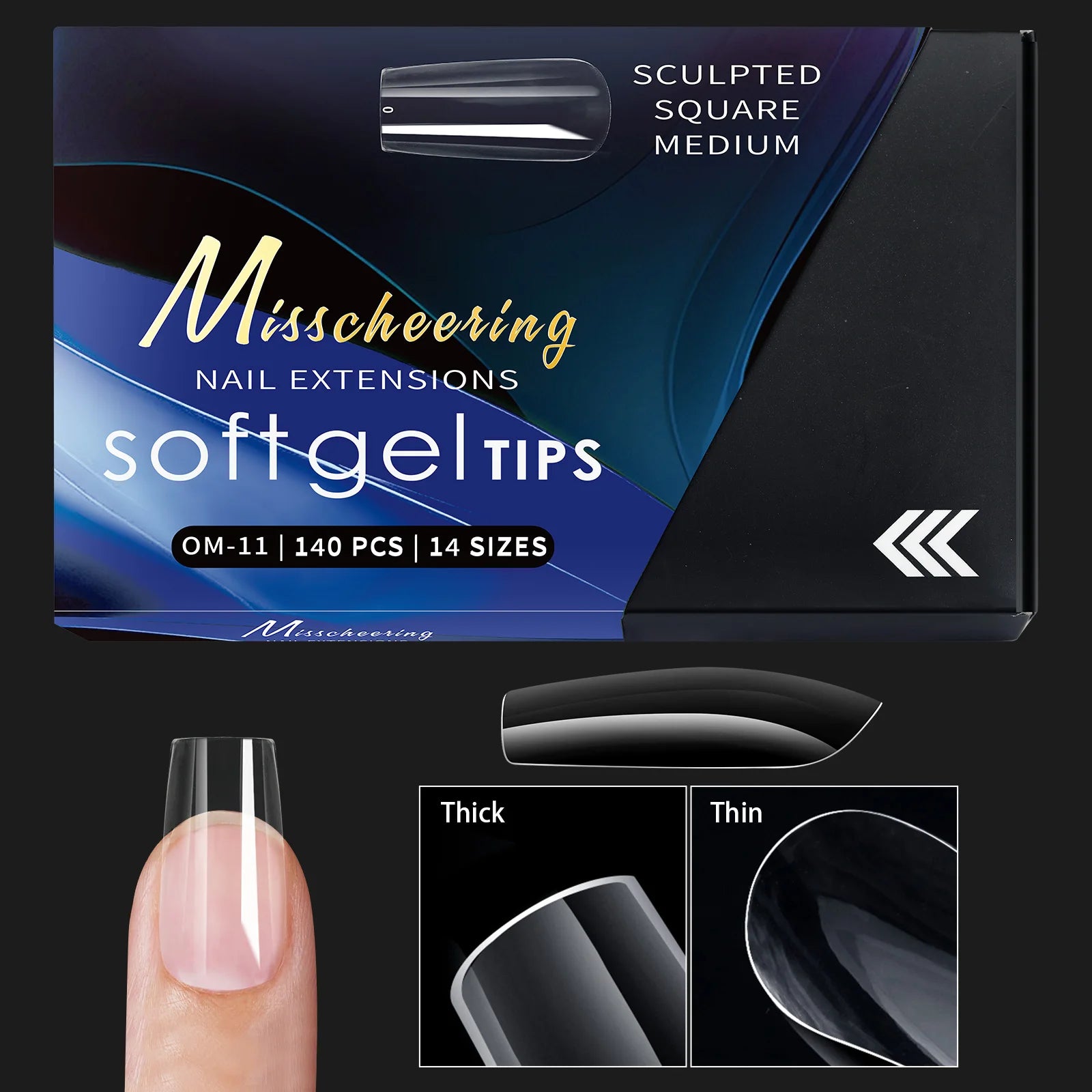 120/140 Uds. Puntas de uñas postizas de aguja de almendra extensión de uñas postizas suaves y transparentes para el hogar DIY salón de uñas manicura prensa en las uñas
