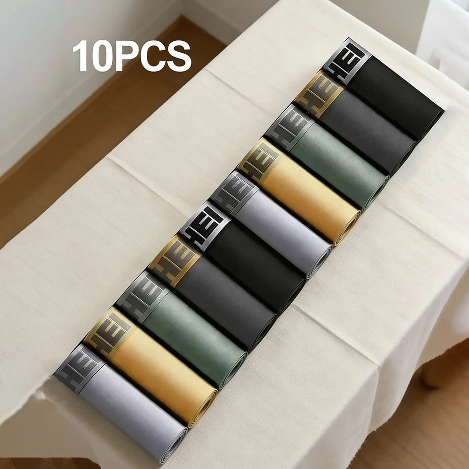 10 piezas de ropa interior para hombre, calzoncillos elásticos de secado rápido, ropa interior deportiva informal para niño, bragas modernas de alta elasticidad