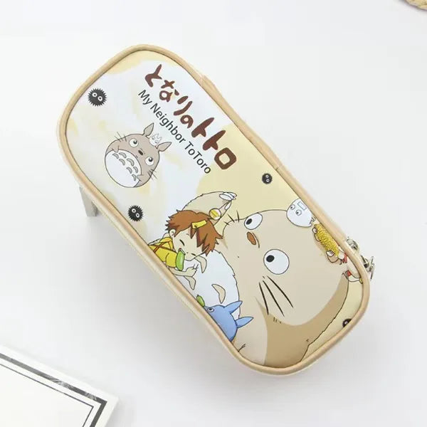 Estuche de cuero PU para lápices de dibujos animados, bolsa de almacenamiento de papelería escolar, estuche bonito para estudiantes, bolsa para bolígrafos para niños, regalos y premios