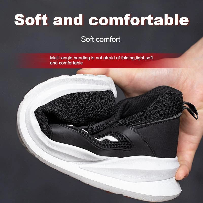 Zapatillas de trabajo con punta de acero para hombre, zapatos de seguridad, botas de trabajo a prueba de perforaciones, calzado Indestructible de moda