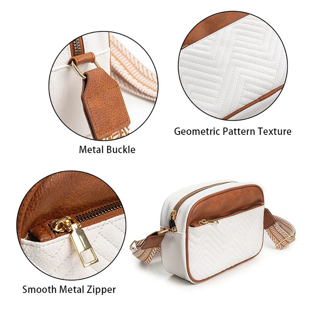 Bolsos cruzados acolchados para mujer, bolsos cuadrados de cuero vegano, bolsos pequeños con correa ancha, bolso bandolera para mujer