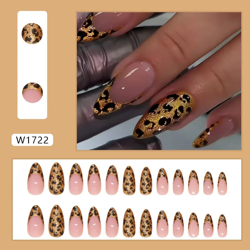 Dulce francés 24 Uds. De uñas postizas degradadas rosas, manicura de dedos artificiales brillantes, uñas postizas reutilizables para mujeres