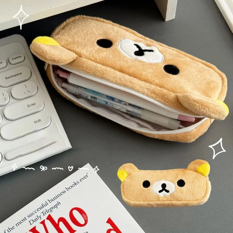 Estuche para lápices Rilakkuma, bolsa de maquillaje de alta estética, caja para lápices de gran capacidad para estudiantes, ligera y fácil de llevar