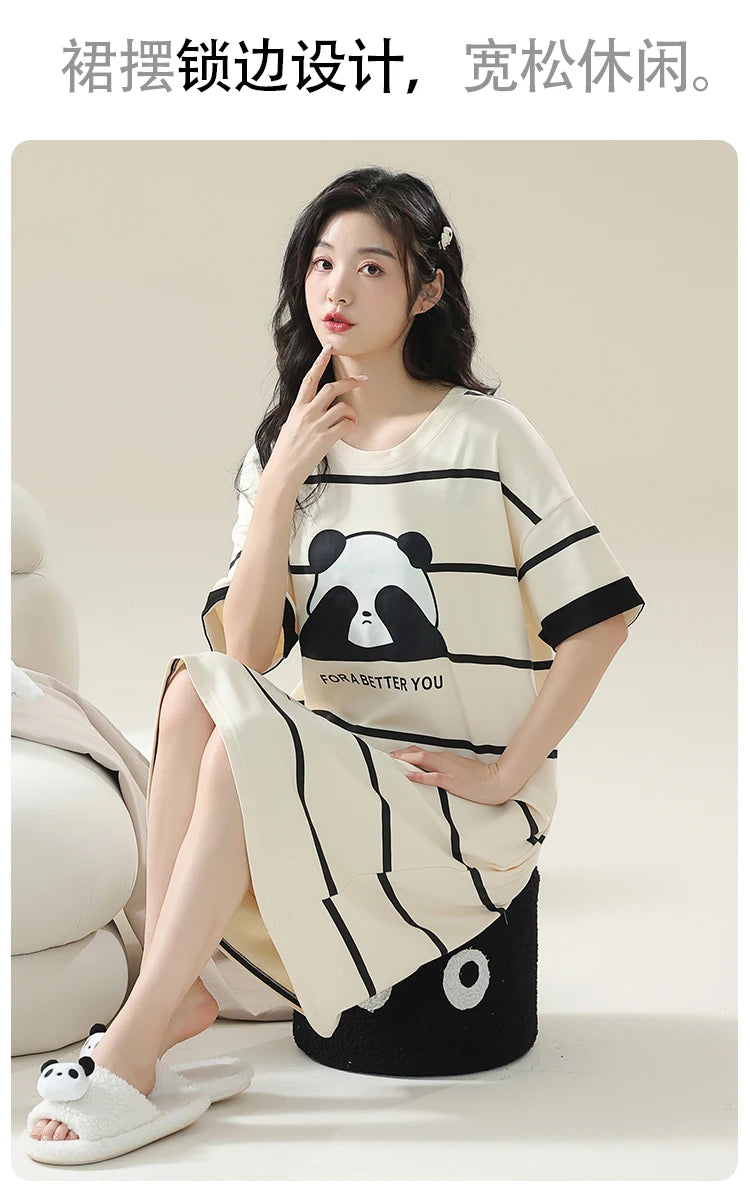 100% ALGODÓN! Camisón de verano para mujer de talla grande M-4XL, nuevo camisón antibacteriano HQ, camisón de manga corta, vestido informal