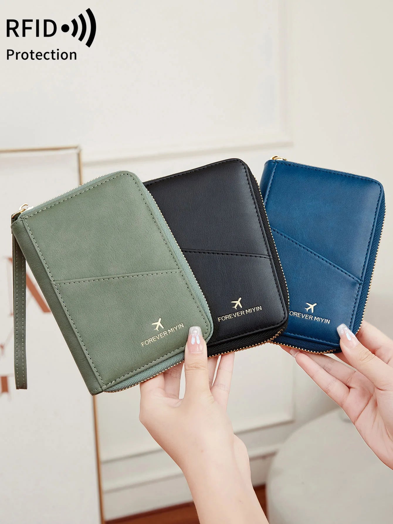 Nueva bolsa de pasaporte retro para hombres y mujeres, funda de pasaporte de moda RFID, accesorios de viaje con clip para pasaporte de cuero multifuncional
