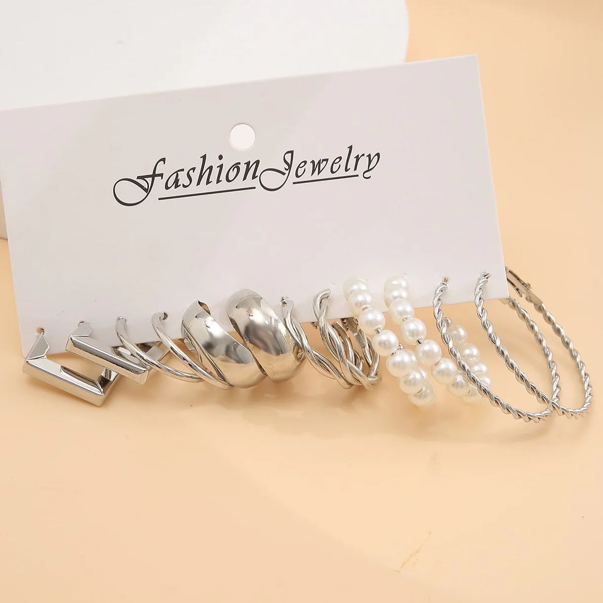 6/24 pares de pendientes de aro Vintage de Color dorado para mujer y niña, pendientes giratorios de Metal geométricos con perlas de imitación, joyería de moda